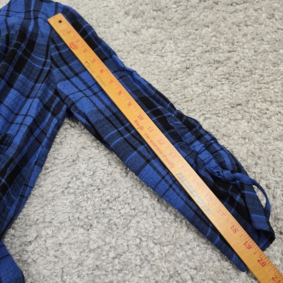 Habitat Womens Blue Plaid Tie Sleeve Tunic‎ Top Small Lagenlook Casual - Picture 8 of 9